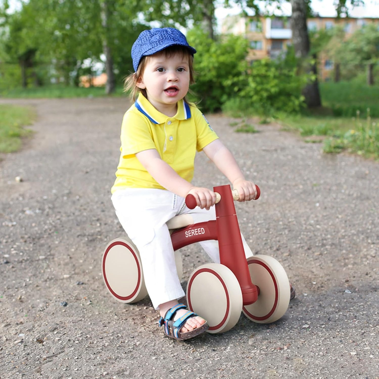 image:imageSEREED Baby Balance Bike for 1 Year Old Boys Girls 1224 Month Toddler Balance Bike 4 Wheels Toddler First Bike First Birthday GiftsRed