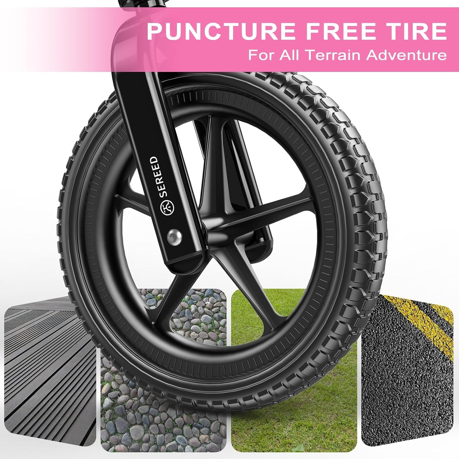 image:imageSEREED Toddler Balance Bike 2 Year Old No Pedal Kids Toy Bike for 25 Years Old ToolFree Adjustment Gift for 23 Girls Customize Plate with 3pcs Stickers BlackRose Pink