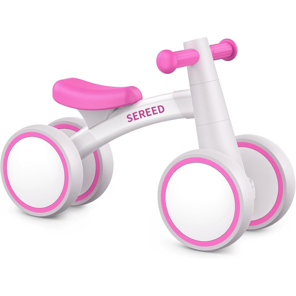 image:imageSEREED Baby Balance Bike for 1 Year Old Boys Girls 1224 Month Toddler Balance Bike 4 Wheels Toddler First Bike First Birthday GiftsRose red