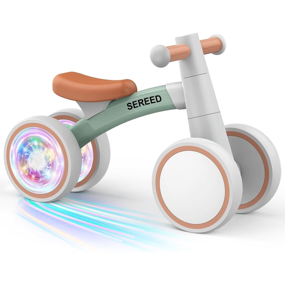 image:imageSEREED Colorful Lighting Baby Balance Bike Toys for 1 Year Old Boys Girls 1224 Month Toddler Balance Bike with 4 Silence Wheels First Birthday Gift PinkGreen