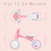 SEREED Colorful Lighting Baby Balance Bike, Toys for 1 Year Old Boys Girls, 12-24 Month Toddler Balance Bike with 4 Silence Wheels, First Birthday Gift (Pink)(Pink)