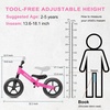 SEREED Toddler Balance Bike 2 Year Old, No Pedal Kids Toy Bike for 2-5 Years Old, Tool-Free Adjustment, Gift for 2-3 Girls, Customize Plate with 3pcs Stickers (Black)(Rose Pink)