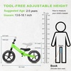 SEREED Toddler Balance Bike 2 Year Old, No Pedal Kids Toy Bike for 2-5 Years Old, Tool-Free Adjustment, Gift for 2-3 Girls, Customize Plate with 3pcs Stickers (Black)(Green)