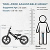 SEREED Toddler Balance Bike 2 Year Old, No Pedal Kids Toy Bike for 2-5 Years Old, Tool-Free Adjustment, Gift for 2-3 Girls, Customize Plate with 3pcs Stickers (Black)(Black)
