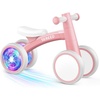 SEREED Colorful Lighting Baby Balance Bike, Toys for 1 Year Old Boys Girls, 12-24 Month Toddler Balance Bike with 4 Silence Wheels, First Birthday Gift (Pink)(Pink)