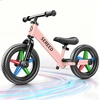 SEREED Toddler Balance Bike 2 Year Old, No Pedal Kids Bicycle Toys for 2-5 Years Old, Tool-Free Adjustment, Customize Plate with Stickers, Gift for 2-3 Boys Girls (Mint Green)(Pink Lighting)