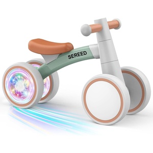SEREED Colorful Lighting Baby Balance Bike, Toys for 1 Year Old Boys Girls, 12-24 Month Toddler Balance Bike with 4 Silence Wheels, First Birthday Gift (Pink)(Green)