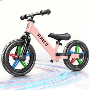 SEREED Toddler Balance Bike 2 Year Old, No Pedal Kids Bicycle Toys for 2-5 Years Old, Tool-Free Adjustment, Customize Plate with Stickers, Gift for 2-3 Boys Girls (Mint Green)(Pink Lighting)
